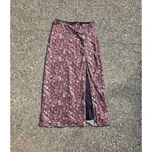 Women's Sheer Floral Printed Flowy Ruffle Maxi Skirt